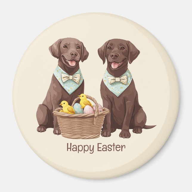 Happy Easter Chocolate Labrador Retriever Dogs Magnet (Front)