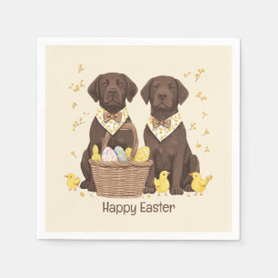 Happy Easter Chocolate Labrador Retriever Dogs Napkin