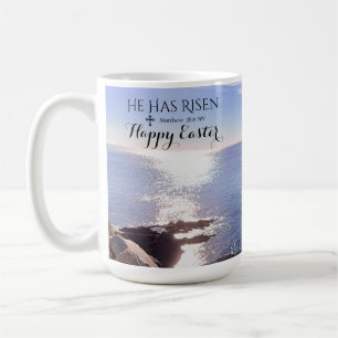 Happy Easter Christ has Risen Blue Ocean Photo Coffee Mug