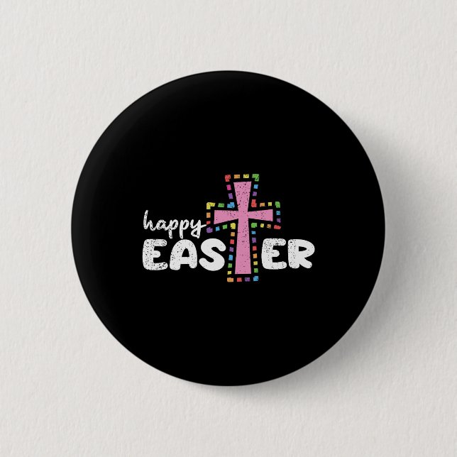 Happy Easter Christian Egg Hunting Spring Cross  2 Inch Round Button (Front)