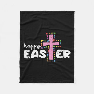 Happy Easter Christian Egg Hunting Spring Cross Fleece Blanket