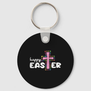 Happy Easter Christian Egg Hunting Spring Cross  Keychain