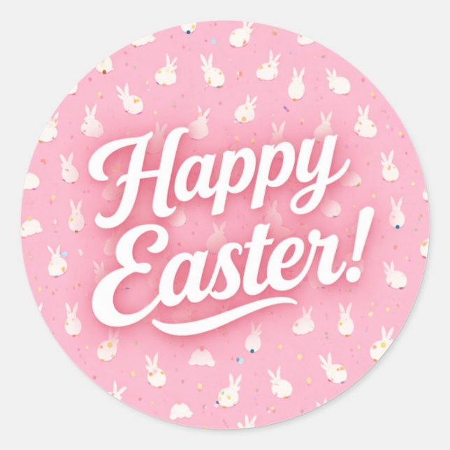Happy Easter Classic Round Sticker (Front)