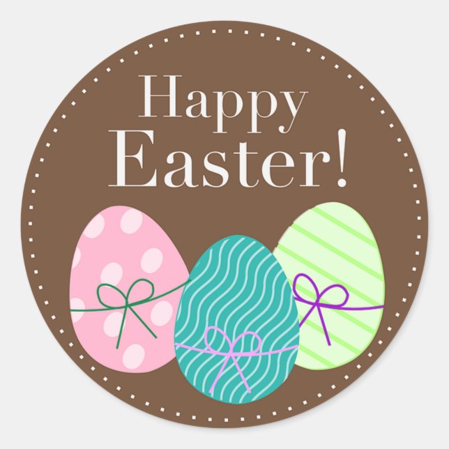 Happy Easter Classic Round Sticker (Front)