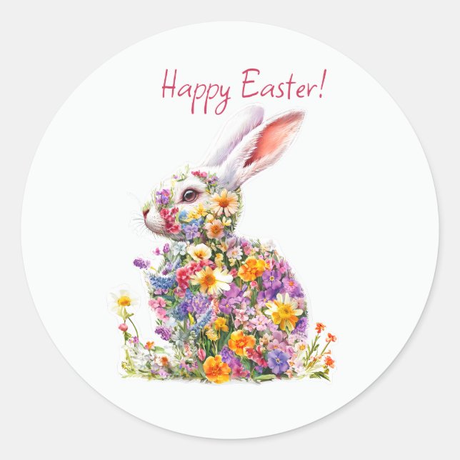 Happy Easter Classic Round Sticker (Front)