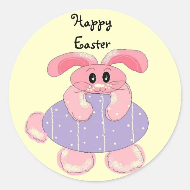Happy Easter Classic Round Sticker (Front)