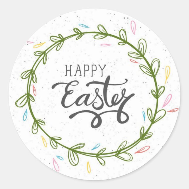 Happy Easter Classic Round Sticker (Front)