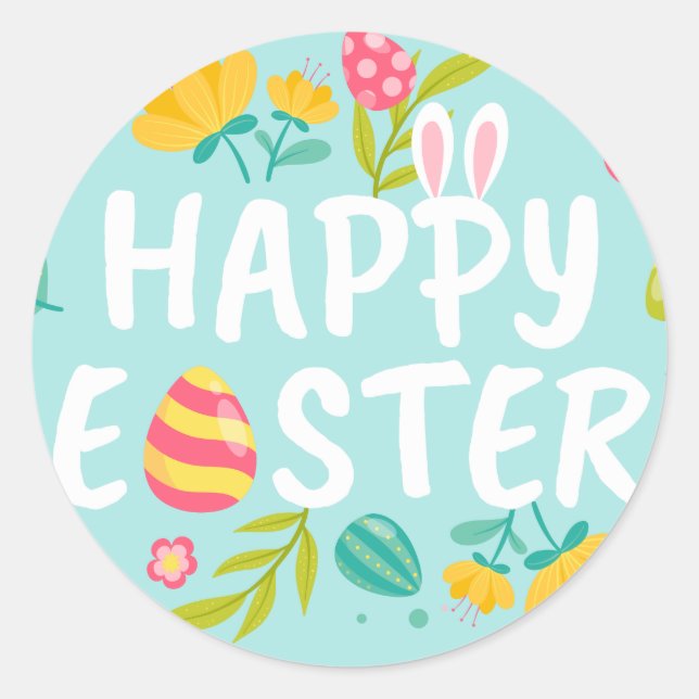 Happy Easter Classic Round Sticker (Front)