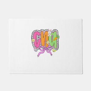 Happy Easter CNA Nurse Coquette Bow Bunny Eggs Wom Doormat