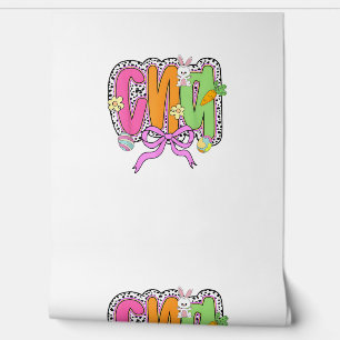 Happy Easter CNA Nurse Coquette Bow Bunny Eggs Wom Wallpaper