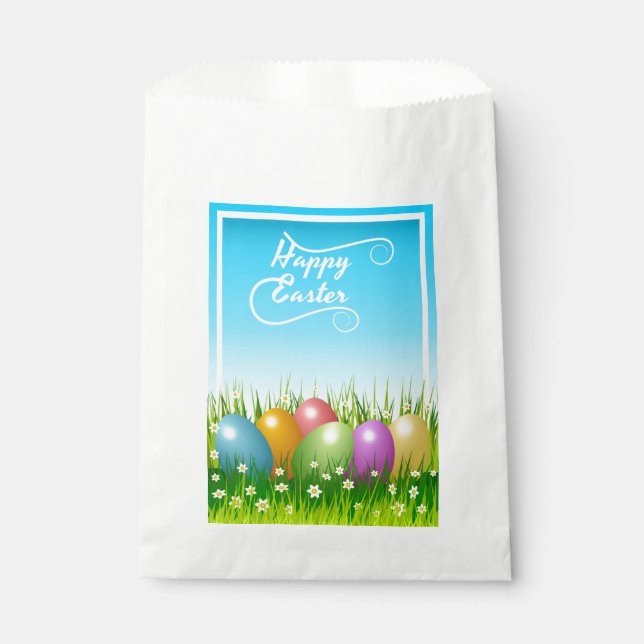 "HAPPY EASTER" COLORFUL EASTER EGGS FAVOUR BAG (Front)