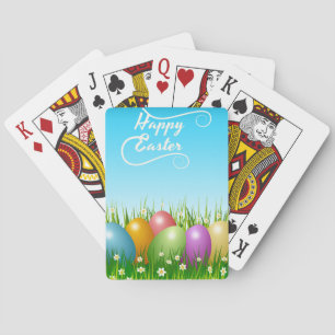 "HAPPY EASTER" COLORFUL EASTER EGGS PLAYING CARDS