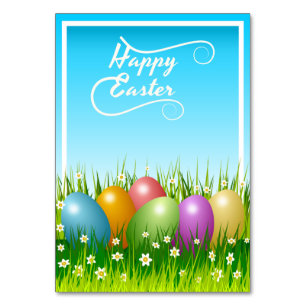 "HAPPY EASTER" COLORFUL EASTER EGGS TABLE NUMBER