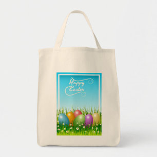"HAPPY EASTER" COLORFUL EASTER EGGS TOTE BAG