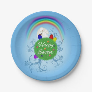 Happy Easter Colorful Planet Paper Plate