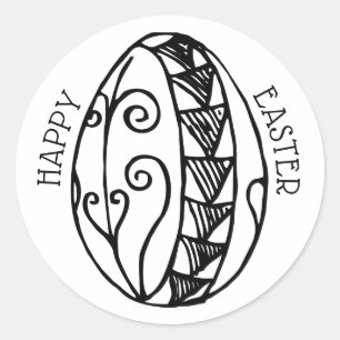 Happy Easter Colour Your Own Hand Drawn Easter Egg Classic Round Sticker