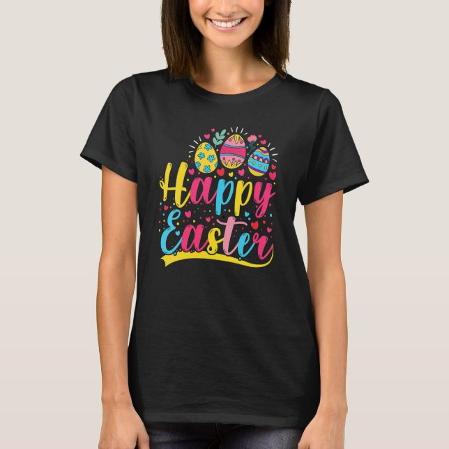 Happy Easter Colourful Easter Eggs Hunting Season  T-Shirt (Front)