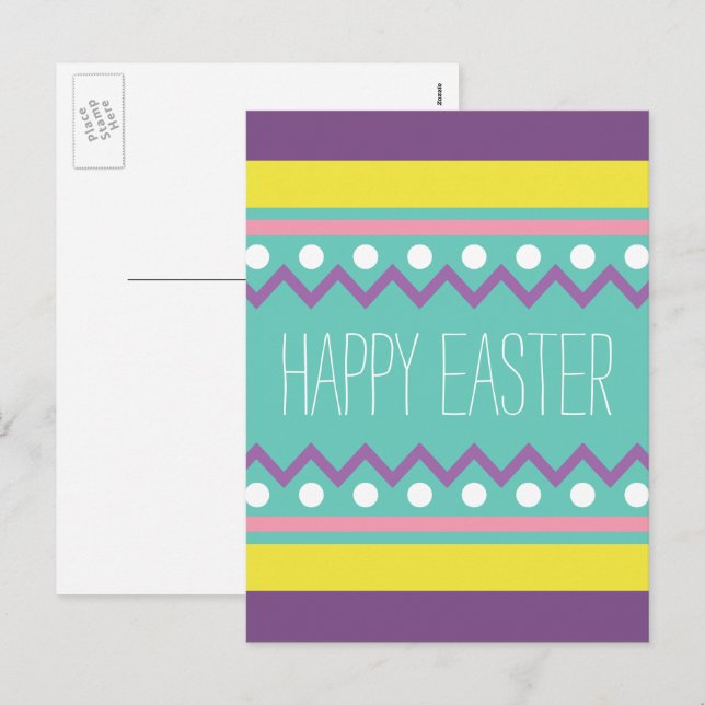 Happy Easter - Colourful Egg Design Holiday Postcard (Front/Back)