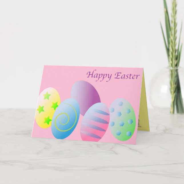 Happy Easter Colourful Eggs Customizable Card (Front)