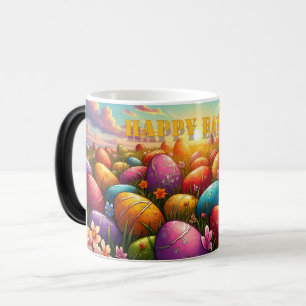 Happy Easter Colourful Eggs in Spring Meadow Magic Mug