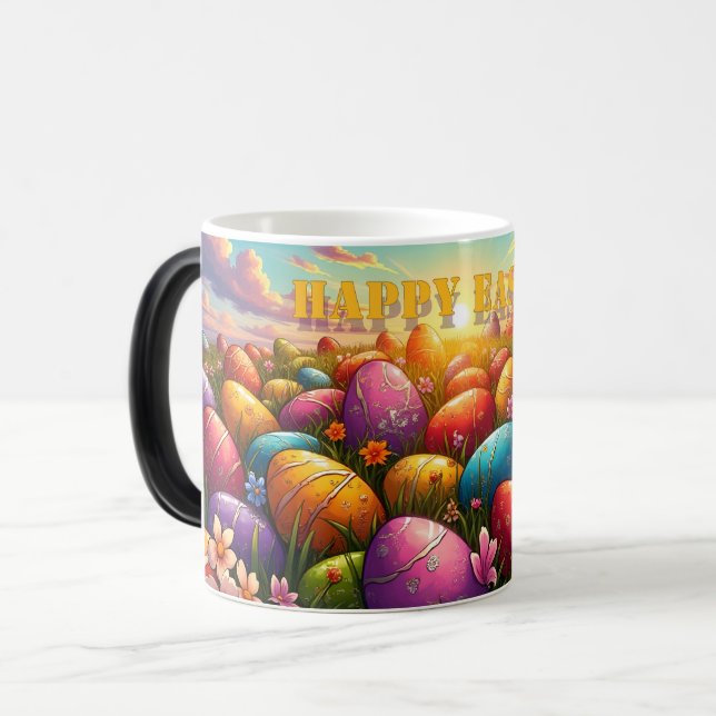 Happy Easter Colourful Eggs in Spring Meadow Magic Mug (Front Left)