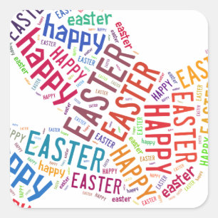 Happy Easter Colourful Greeting Text Square Sticker
