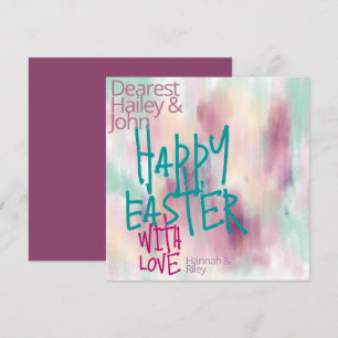 "Happy Easter" Colourful Grunge Watercolor Easte Holiday Card