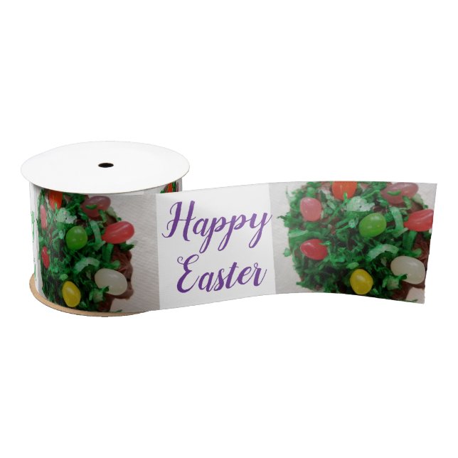 Happy Easter Colourful Jelly Candy Beans  Satin Ribbon (Spool)