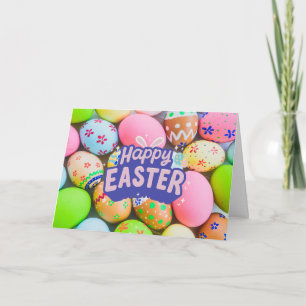 Happy Easter Colourful Painted Eggs  Holiday Card