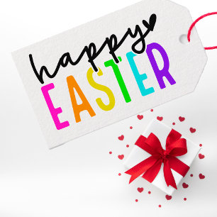 Happy Easter colourful personalized Gift Tags