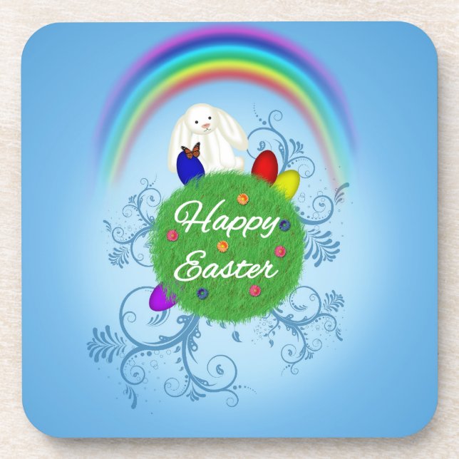 Happy Easter Colourful Planet Coaster (Front)