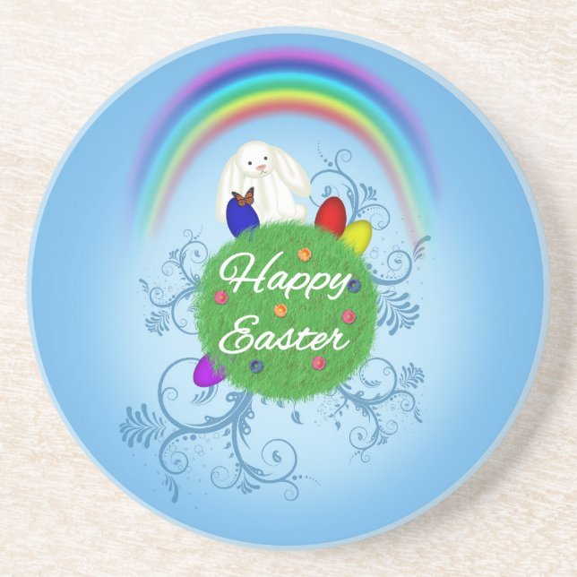 Happy Easter Colourful Planet Coaster (Front)