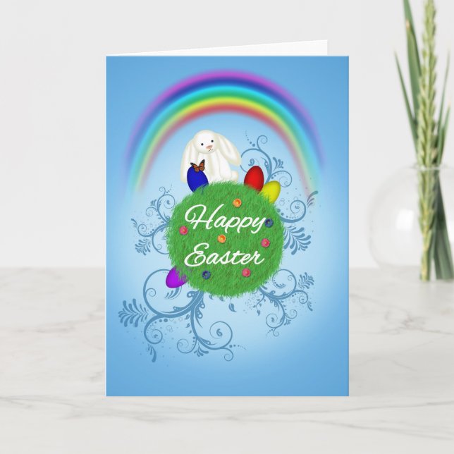 Happy Easter Colourful Planet Holiday Card (Front)