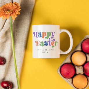 Happy Easter Colourful Retro Typography Coffee Mug