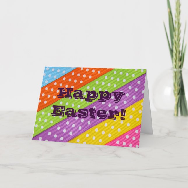 Happy Easter Colourful Ribbon Card (Front)