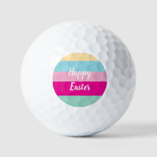 Happy Easter Colourful Stripes Pattern  Golf Balls