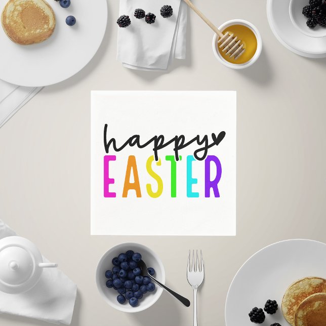 Happy Easter colourful table setting Napkin (Creator Uploaded)