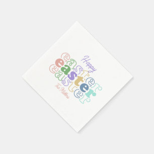 Happy Easter Colourful Typography Napkin