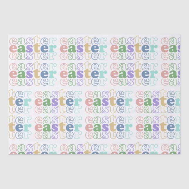 Happy Easter Colourful Typography Tissue Paper (Front)
