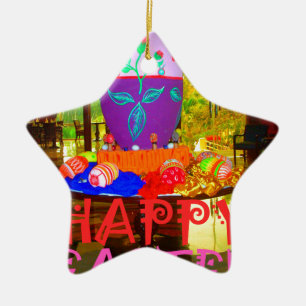 Happy Easter Colours Ceramic Ornament