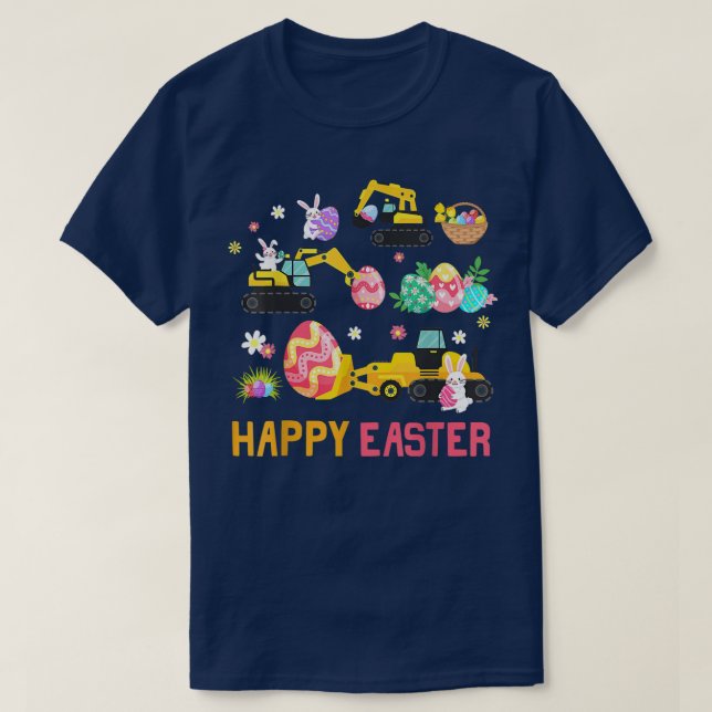 Happy Easter Construction Crane Truck Boys Toddler T-Shirt (Design Front)