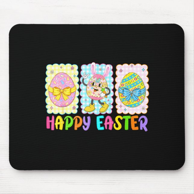 Happy Easter Coquette Bow Funny Easter Eggs Kids B Mouse Pad (Front)