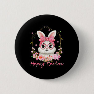 Happy easter coquette floral bunny women girl kid 2 inch round button