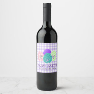 Happy Easter Country Lavender Custom Monogram Wine Label