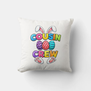 Happy Easter Cousin Crew Bunny Family Matching Eas Throw Pillow