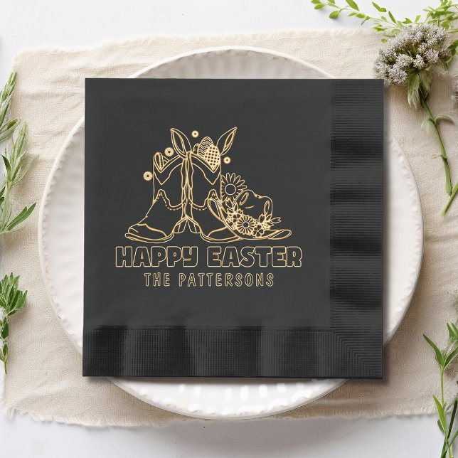 Happy Easter Cowboy Boots Western Personalized Foil Napkins (Creator Uploaded)