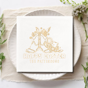 Happy Easter Cowboy Boots Western Personalized Foil Napkins