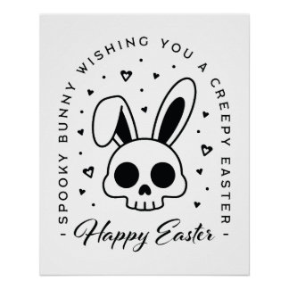 Happy Easter creepy wishes spooky bunny Poster