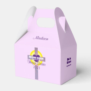 Happy Easter Cross Bible Verse Custom Name Purple Favor Box