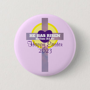 Happy Easter Cross Bible Verse Custom Year Purple 2 Inch Round Button